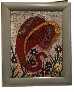 Mosaic Stained Glass Elephant Window Wall Art 15x18 Inches Wood Frame - Picture 1 of 12