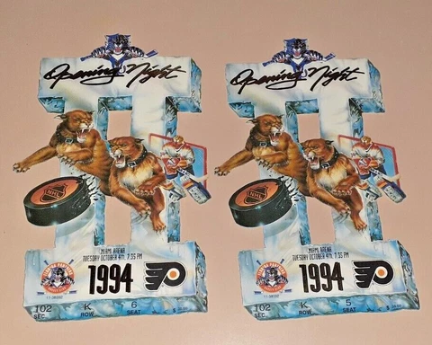 1994 FLORIDA PANTHERS vs. PHILLY FLYERS OPENING NIGHT TICKETS "PAIR"  FREE USPS Cover