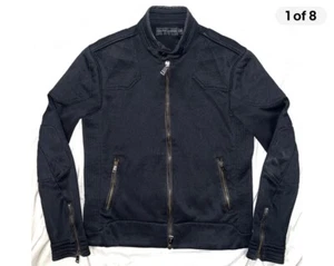 Ralph Lauren Black Label Cafe Racer MotoBiker Leather Trim Jacket Polo Rare M - Picture 1 of 8