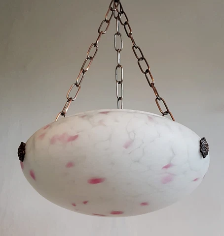 Art Deco Large Pink Glass Flycatcher Plafonnier Bowl Light Shade Pendant Light Cover