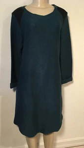 Soft Surroundings Dress Dark Green Nubby w/Black Faux Suede Trim M NWOT - Picture 1 of 5