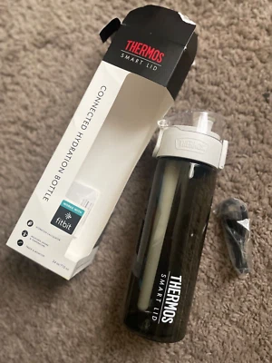 THERMOS 24 OZ Smart Lid Connected Hydration Bottle - Black Works With Fitbit  - Image 1 of 2