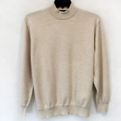 Suéter Barneys New York Piattelli Beige 100% Lana Merino Cuello Simulado Grande Italia Foto 1 de 4