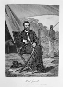 President & Civil War Union General ULYSSES SIMPSON GRANT ~ 1865 Print Engraving - Picture 1 of 1