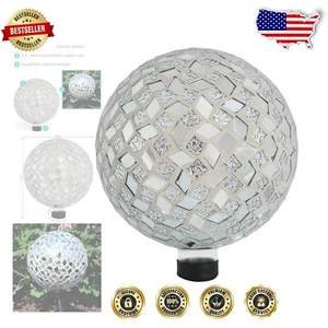 Elegant 10-Inch Gazing Ball - Crackled Glass Mosaic for Garden Elegance - Picture 1 of 9