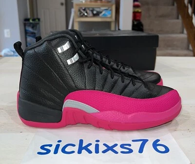 Nike Air Jordan 12 Retro GG 'Black Deadly Pink' Size 9.5Y/EUR 43 [510815 026] - Image 1 of 4