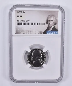 1960 Jefferson Nickel 5c PF68 NGC Special Label - Picture 1 of 5