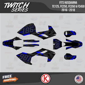 Graphics Kit for Husqvarna TC125 FC250 FC350 FC450 2016 -2017- 2018 Twitch-Blue - Picture 1 of 6
