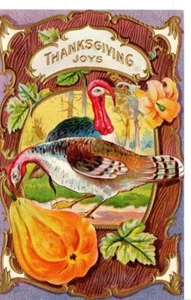 Postal de colección 1909 Post Brooklyn NY Thanksgiving Joys Squash dos arte de pavo - Imagen 1 de 2