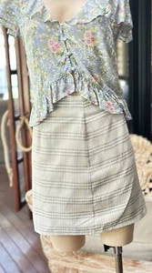 Mink Pink Skirt Beige Plaid Size L - Picture 1 of 12