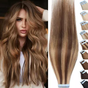 40 Stück Tape In Remy Echthaar Extensions Haarverlängerung Tresse Dick Weft 100g - Bild 1 von 41