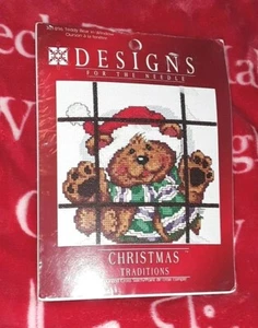 Christmas Cross Stitch Kit Teddy Bear in Window Designs For the Needle NEW - Picture 1 of 10
