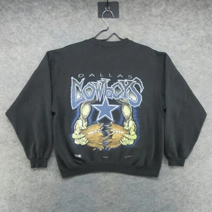 VTG Dallas Cowboys Sweatshirt Mens Medium Black 90s Crew Neck Magic Johnson T's - Picture 1 of 17