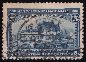 Canada Scott 99 Used 5c Quebec Tercentenary Issue Dark Blue 1908 Lot QCX2024 - Picture 1 of 2