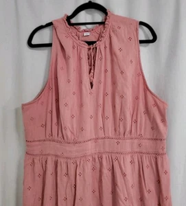 Old Navy 2XL Pink Boho Fairy Dress Eyelets Maxi Good Witch Cottagecore *Issue - Picture 1 of 14