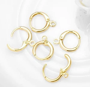 10 supports boucle d'oreille crochet clip / dormeuse en acier inoxydable doré - Imagen 1 de 2