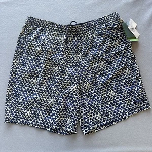 LL Bean Men XL Supplex Swim Shorts Trunks 8” Sport UPF Blue Print Pockets New - Picture 1 of 14