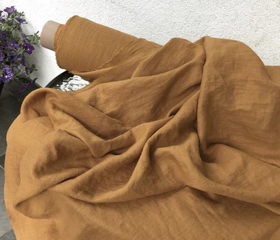 Dark Sand Linen Fabric by the Yard | Soft, Breathable | Premium Quality Material - Image 1 of 4