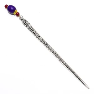 Natural Amethyst Gemstone 925 Sterling Silver Jewelry Hair Pin Stud g105 - Picture 1 of 6