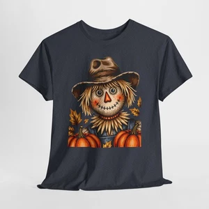 Fall Scarecrow T-Shirt Autumn Pumpkin Harvest Country Farm Halloween Tee - Picture 1 of 45