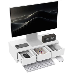 Adjustable Riser Stand with Storage – White, 51×24×13cm - Picture 1 of 6