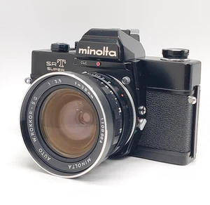 MINOLTA SRT Super BLACK 35mm SLR Film Camera w/ W Rokkor SG 28mm f3.5 from JAPAN - Picture 1 of 12