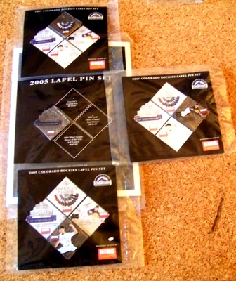 2005 Colorado Rockies puzzle pin set #1, 2,3, 4 backing card Helton Coors Field - Image 1 of 4