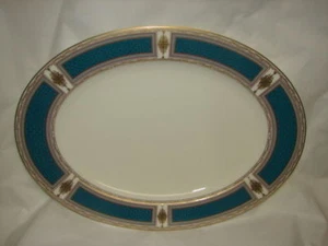 Plato para servir Mikasa Rue Royale Al203 porcelana de hueso verde azulado celosía insertos dorado - Imagen 1 de 3