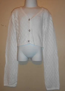 Heart-n-Crush Girls Diamond Pattern V-Neck Boleros Sweater White Small (S) NWT - Picture 1 of 1