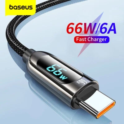 Baseus 66W USB Cable 6A Fast Charging Charger Digital Display Type C Wire Cord - Image 1 of 4