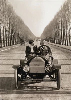 Tarjeta de felicitación aniversario boda colección Brush Car America 1910 Foto 1 de 3