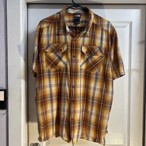 THE NORTH FACE MENS Button Up Orange/Plaid/Check/ Cotton-Modal Blend Sz XL - Picture 1 of 7