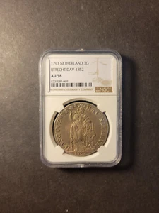 Netherlands silver 3 gulden 1793 Utrecht toned about uncirculated NGC AU58 - Picture 1 of 2