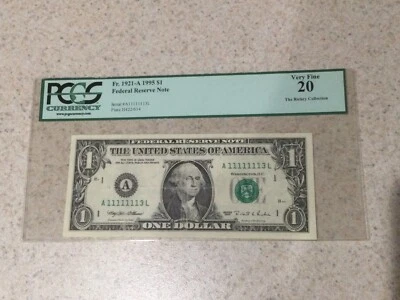 US 1$ 1995 near solid A11111113L PCGS 20 - Image 1 of 4