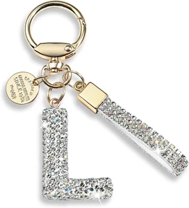 Sparkly Initial Letter Keychain for Women - Cute Backpack & Car Accessory - Picture 1 of 13