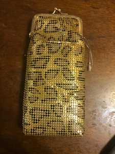 Gold Leopard Sequin Kiss-Lock 120s Cigarette Case Eyeglass Sunglasses Case - Picture 1 of 1