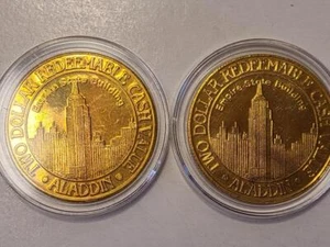 *2 7 MARAVILLAS DEL MUNDO ALADDIN HOTEL & CASINO TOKEN DE JUEGO $2 #A217 - Imagen 1 de 4