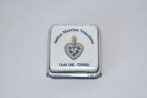 Italienischer Murano Millefiori Glas Herz Anhänger Charm 18K Gelbgold - Bild 1 von 4