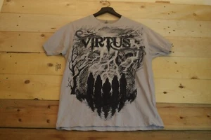 Vintage Apprime Virtus Life Love Dark Monks T Shirt Large Beige 2 Sided Goth AOP - Picture 1 of 8