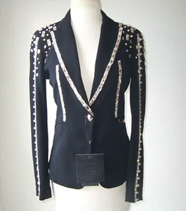 PHILIPP PLEIN COUTURE Black Crystal Embellished Blazer Jacket S