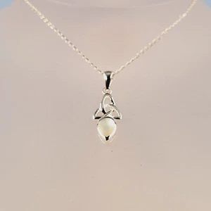 Mother-Of-Pearl Celtic Pendant, Celtic Design, Handmade Gemstone Jewellery, - Picture 1 of 4