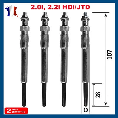 4 bougies de prechauffage pour xsara evasion jumper 206 306 307 2,0l 2,0 hdi - Imagen 1 de 4