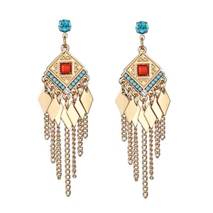 BOHO Seeds Beaded Earrings Fringe Tassel Bohemian Ethnic Dangle Drop Handmade - Picture 1 of 12