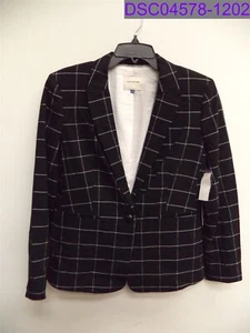 Women's Size 6 Court & Rowe Windowpane Plaid Blazer Black & White Style 3869509 - Picture 1 of 6