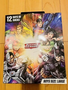 DC Comic Justice League 12 Days Socks Christmas Advent Calendar Boys Sz L Large - Picture 1 of 2