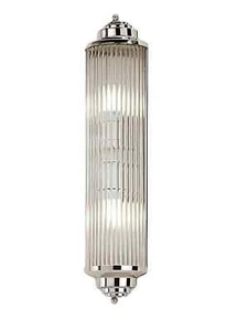 Gleaming Art Deco Elegance: Chrome Brass Skyscraper Wall Sconce with Glass Rods - Picture 1 of 4