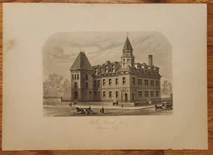 Escuela Pública #5 Paterson Nueva Jersey impresión vintage 7,75 x 11 circa 1900 - Imagen 1 de 1