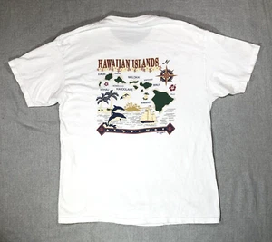 Vintage Hawaiian Islands T Shirt Adult Large White Hanes Heavyweight Hawaii EUC - Picture 1 of 10