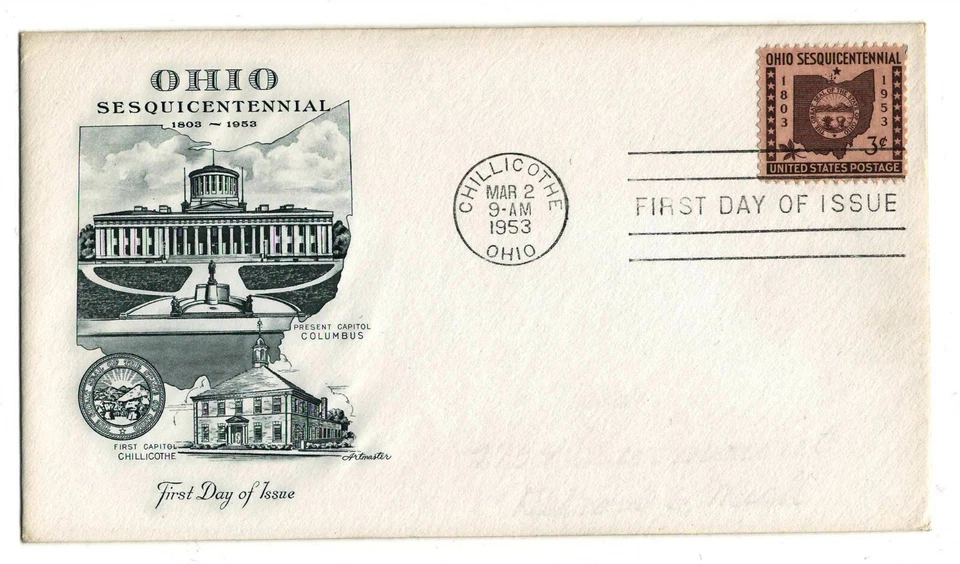 UNITED STATES  1953  Very Fine First Day Cover  " OHIO SESQUICENTENNAL " - Image 1 of 1