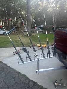 36" T-bar with 6 45-degree angle rod-holders mounted on 2-inch Reese  hitch* - Picture 1 of 5
